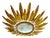 Large Spanish Crown Sunburst Fixture in Gilt Metal and Curved Glass, 1950 For Sale