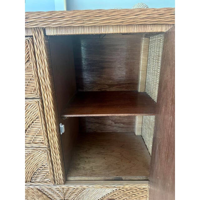 Wood Vintage Tall Wicker Chest of Drawers For Sale - Image 7 of 7