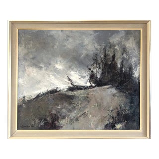 Mid-Century Modern 'Storm's Edge' Vintage Original Swedish Expressive Landscape Oil Painting, Framed For Sale