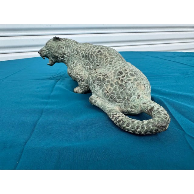 Mid 20th Century Bronze Leopard With Spots and Patina For Sale - Image 4 of 6