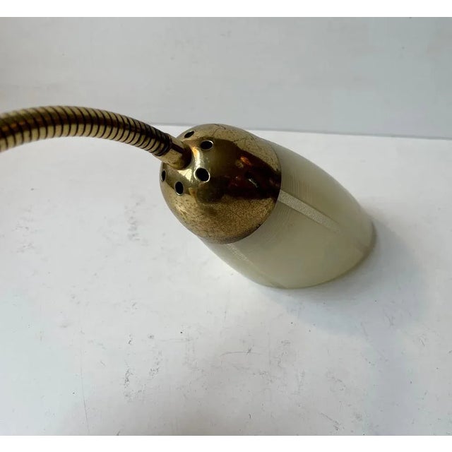 Scandinavian Modern Brass and Striped Glass Wall Sconce, 1950s For Sale - Image 4 of 7