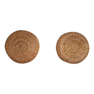 Nancie Large Wicker Stool, Pouf, Ottoman or Wall Art - a Pair