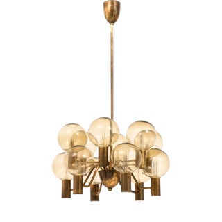 Ceiling Lamp in Brass and Glass attributed to Hans-Agne Jakobsson, 1960s For Sale