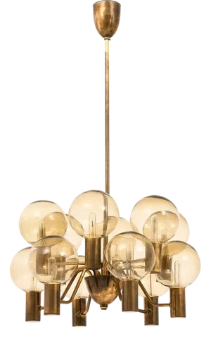 Ceiling Lamp in Brass and Glass attributed to Hans-Agne Jakobsson, 1960s