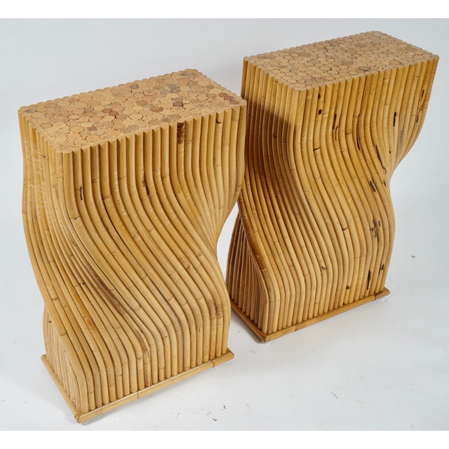 1970s 1970s McGuire Organic Modern Twisted Rattan Dining Table Bases With Glass Top For Sale - Image 5 of 10