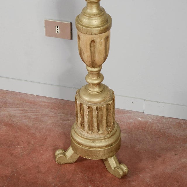 19th Century Floor Lamp in Carved Lacquered Wood For Sale - Image 4 of 8