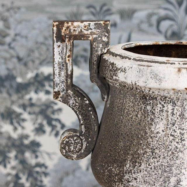 Early 19th C. French Pair of Directoire Style Iron Urns For Sale - Image 13 of 18