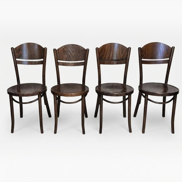 Vintage Ton Wooden Dining Chairs, 1940s, Set of 4 For Sale - Image 15 of 16