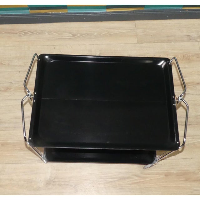 Folding Bar Cart in Black and Chrome from Dinett, 1960s For Sale - Image 10 of 13