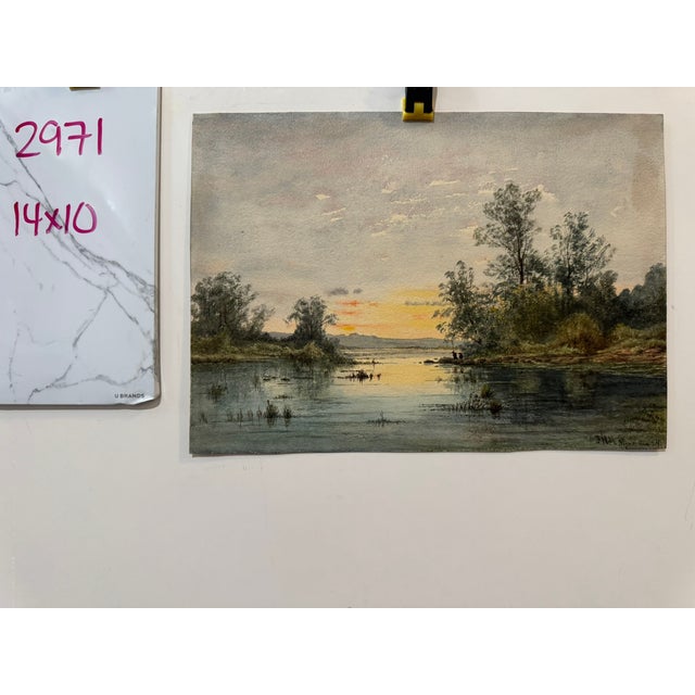 Paint Early 20th Century Frank Henry Mason Signed Digne France Aug 24 River Landscape Watercolor For Sale - Image 7 of 7