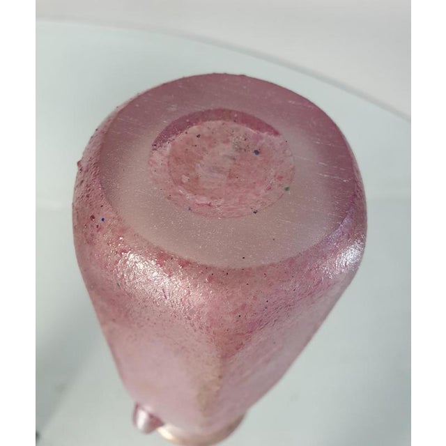 Pink Iridescent Scavo Murano Glass Vase by Archimede Seguso, 1950s For Sale - Image 6 of 9
