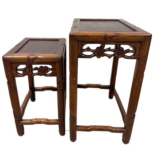 Early 20th Century Antique Chinese Nest of Four Nesting Tables, Hand-Crafted For Sale - Image 11 of 16