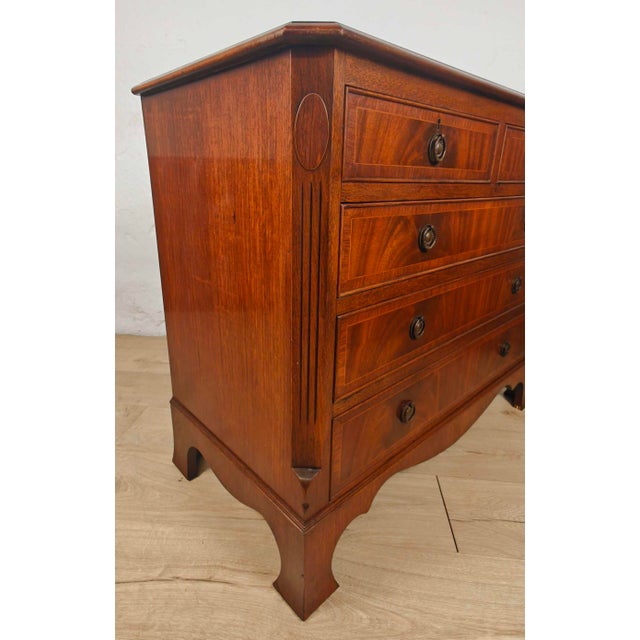 Brown Chest of Drawers in Mahogany Drop Handles, 1980 For Sale - Image 8 of 14