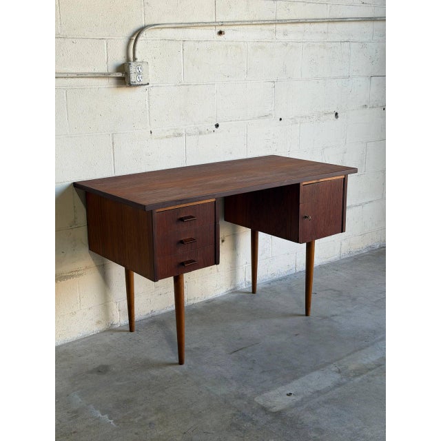 Teak Writing Executive Desk Denmark Mid-Century Modern 1960s For Sale - Image 10 of 10