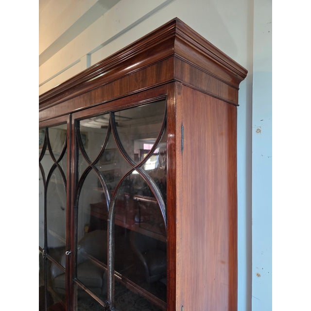 Brown Georgian Mahogany Astragal Glazed Secretaire Bookcase on Swept Bracket Feet For Sale - Image 8 of 18