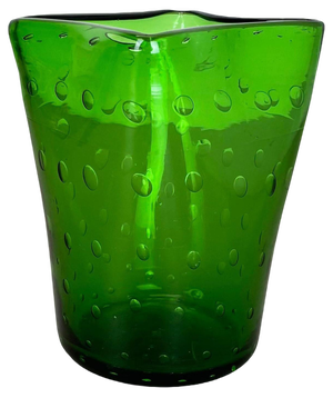 Murano Green Glass Bullicante Bubble Vase, Italy, 1970s