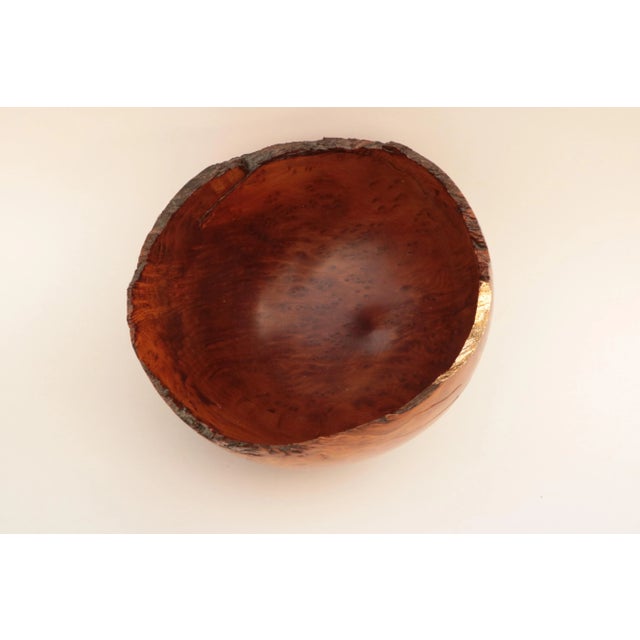 Late 20th Century Natural Edge Redwood Bowl With Gold Detail For Sale - Image 5 of 8