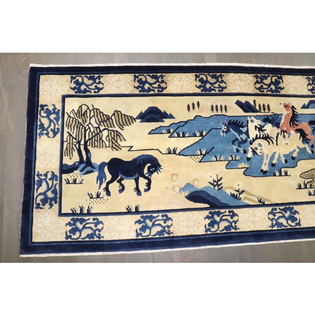 Vintage Horse Chinese Small Rug - 2'7" x 6'1" For Sale - Image 4 of 6