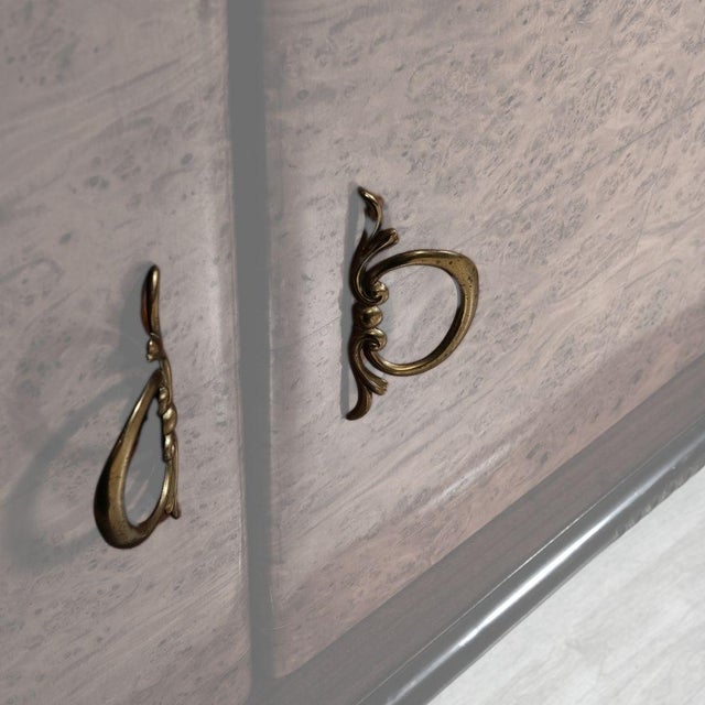 Vintage Wooden Sideboard with Decorated Glass Top and Bar Compartment For Sale - Image 10 of 18