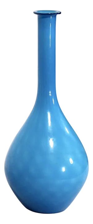 Mid Century Art Glass Vase in Blue and White Cased Quilted Glass