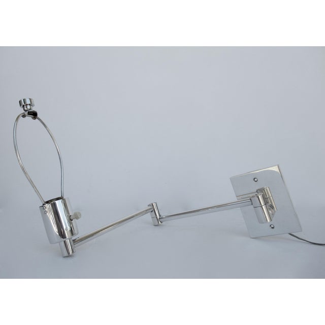 Vintage C.1970s Georg W. Hanson for Hanson Lighting Co.Signed Chrome Plated Swing-Arm Wall Sconces - a Pair For Sale In West Palm - Image 6 of 13