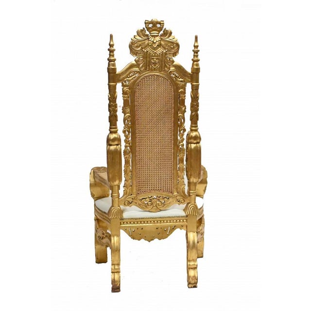 Set of Hand Carved Gilt Throne Armchairs with Lions Heads For Sale - Image 6 of 10
