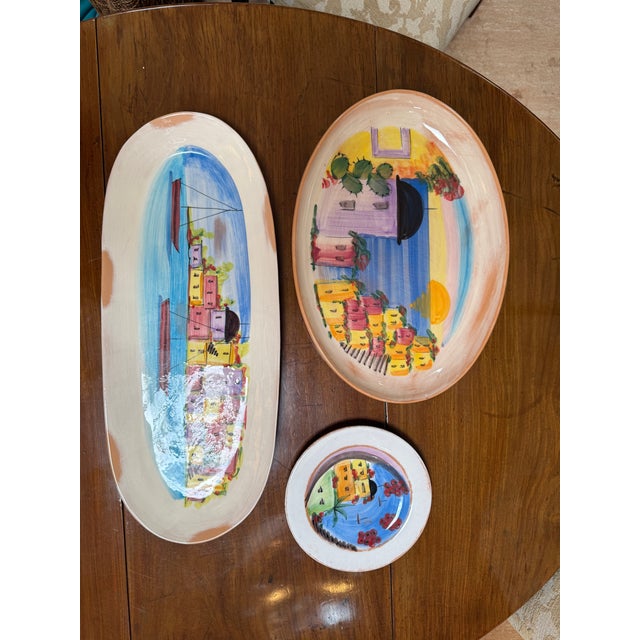 2010s Vietri Hand Painted Serving Dishware, Set of Three For Sale - Image 5 of 12