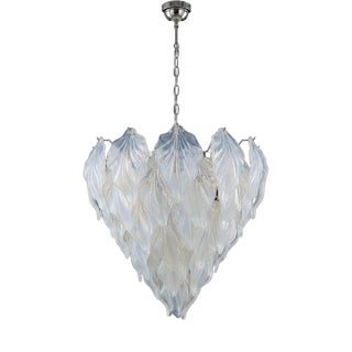 Vintage Opal Leaf Chandelier in Murano Glass, 1980 For Sale