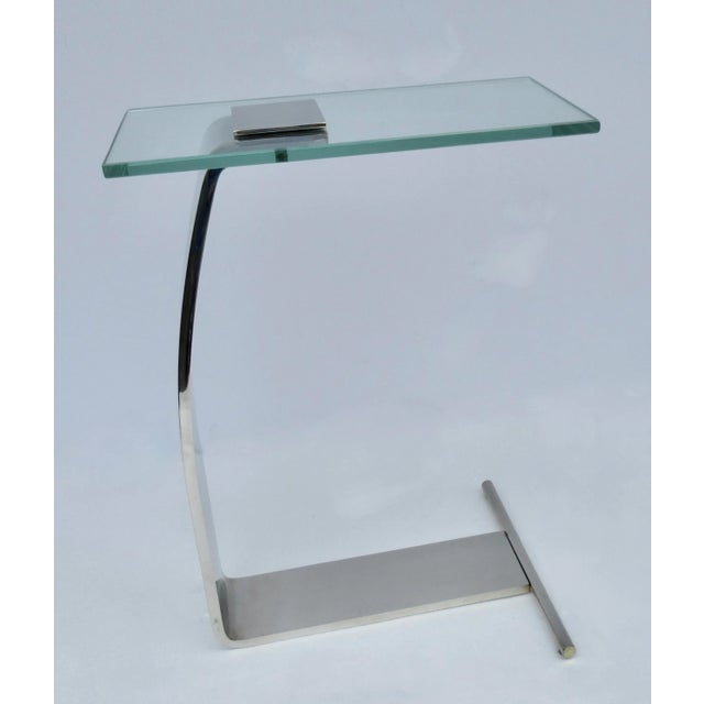 DIA - Design Institute America C .1977- C1980's D. I. A..(Design Institute for America) Polished Nickel Over Steel & Glass Cigarette, Side/End or Accent Table For Sale - Image 4 of 12