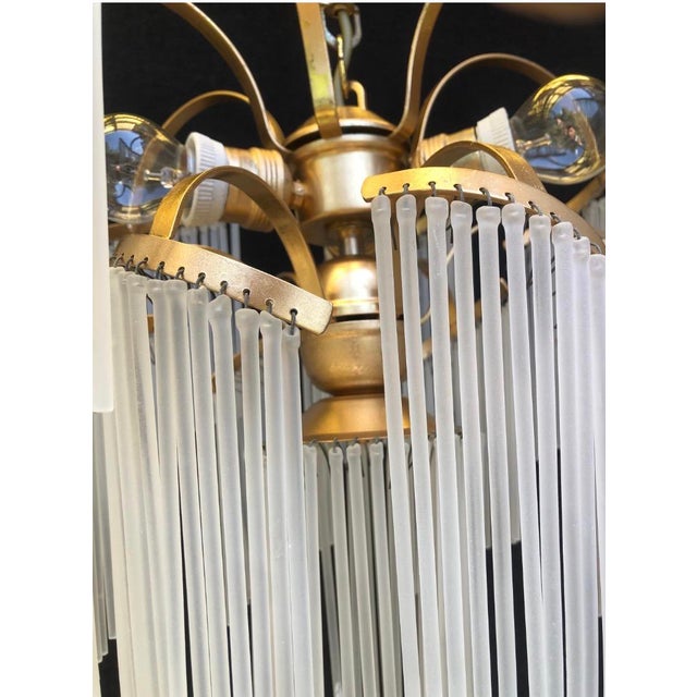 1980s Italian Murano White Milk Glass Waterfall Chandelier For Sale - Image 4 of 10