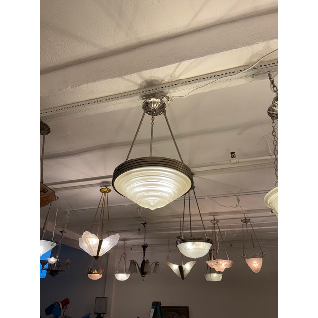 Glass French Art Deco Chandelier Signed by G Leleu For Sale - Image 7 of 10