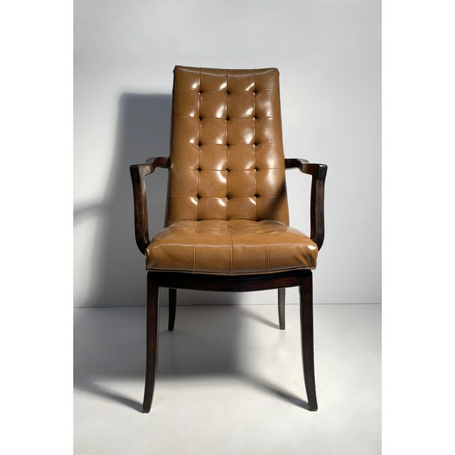Elegant Pair of Vintage High Back Dunbar Edward Wormley Style Arm Chairs For Sale In Chicago - Image 6 of 10
