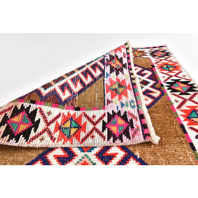 Vintage Handmade Runner Rug in Wool For Sale - Image 11 of 12