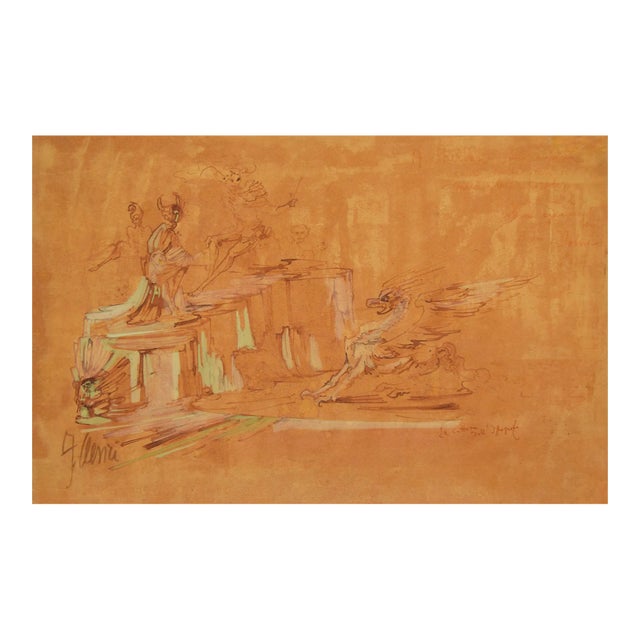 Fabrizio Clerici - The Capture of the Hippogriff - Original Drawing - 1960s For Sale