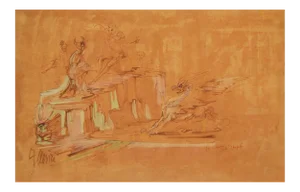 Fabrizio Clerici - The Capture of the Hippogriff - Original Drawing - 1960s