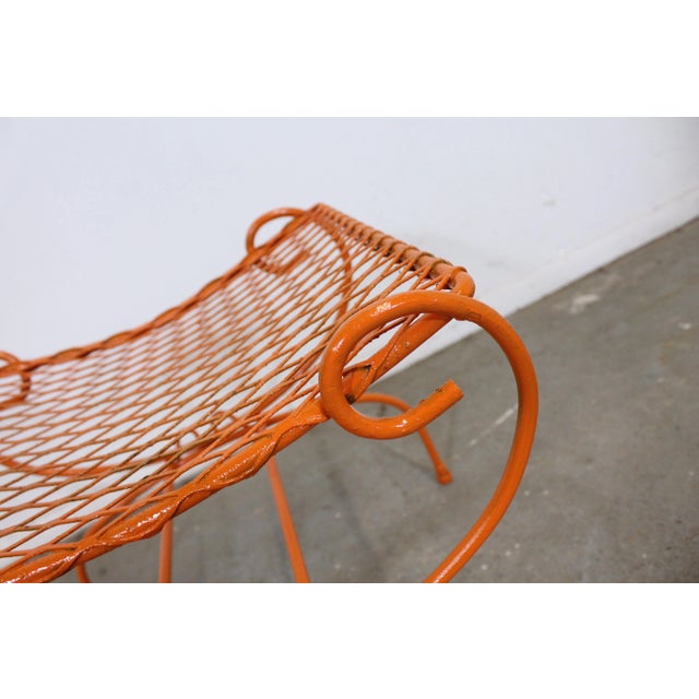 Vintage Mid-Century Modern Atomic Orange Metal Stool For Sale - Image 12 of 13