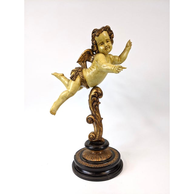 1960s 1960s Handcarved Cupid Stand in Solid Wood For Sale - Image 5 of 5