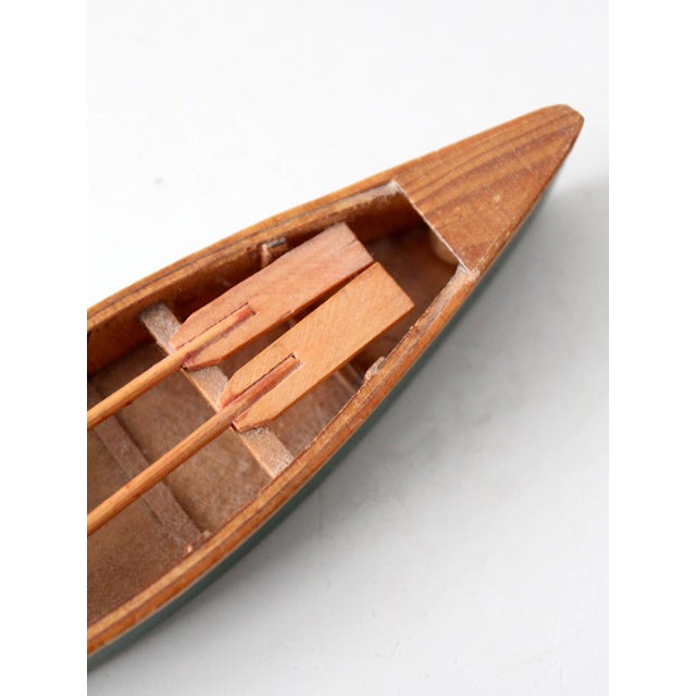 Wood Mid-Century Handmade Wooden Canoe Model For Sale - Image 7 of 13