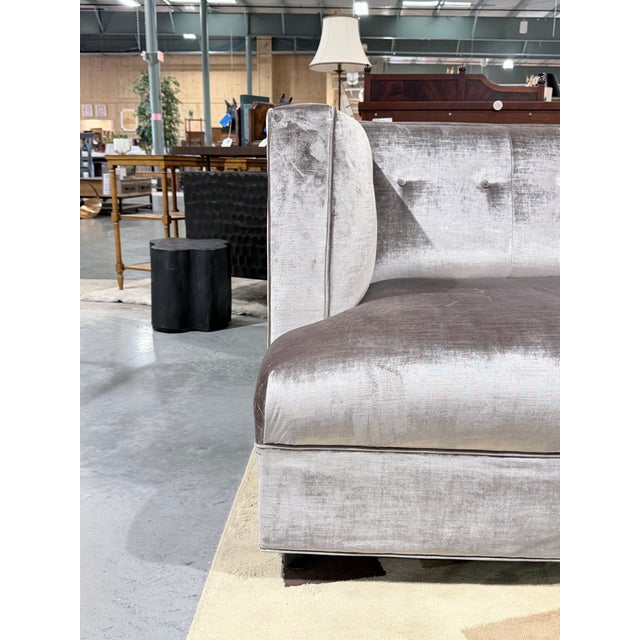 Mitchell Gold + Bob Williams Vintage Mitchell Gold Dumont Tufted Velvet Sofa For Sale - Image 4 of 11