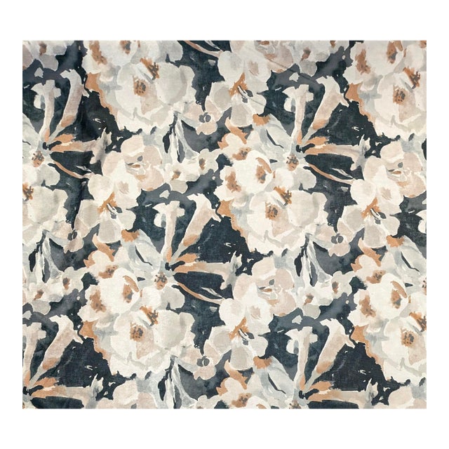 Fabricut "Perseids" Charcoal Watercolor Floral Velvet Fabric- 7.8 Yards For Sale