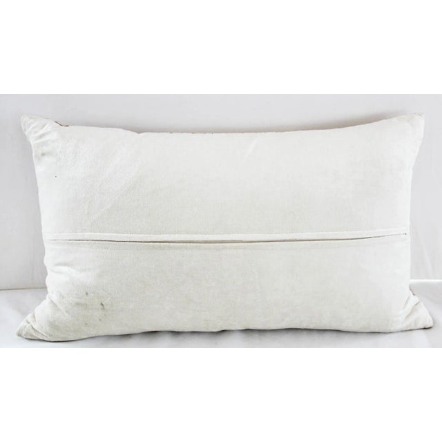 Vintage Beige And Ivory Cut Velvet Pillow with Metallic Beads. Nice decorative lumbar pillow. This pillow features a...