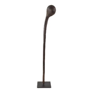 Early 20th Century Zulu Knobkerrie Carved Walking Stick on Custom Base South Africa For Sale