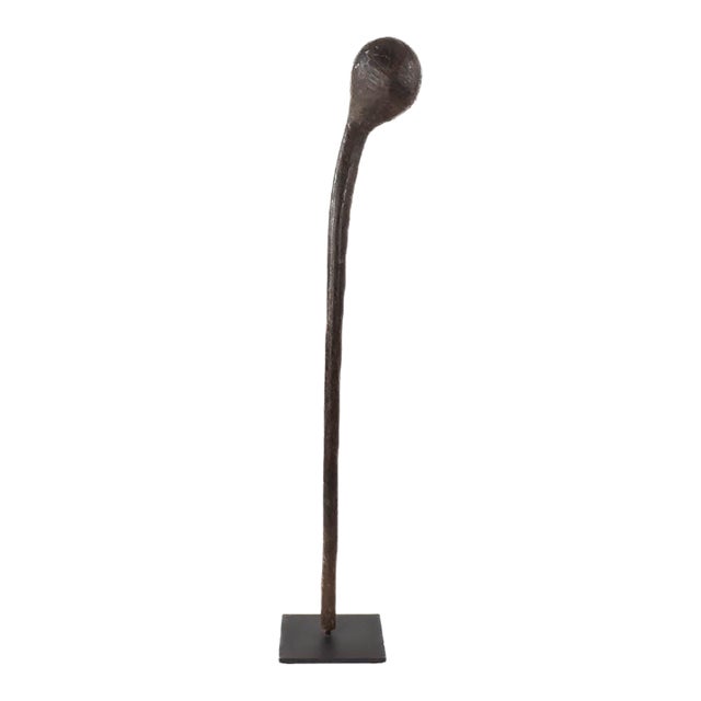Early 20th Century Zulu Knobkerrie Carved Walking Stick on Custom Base South Africa For Sale