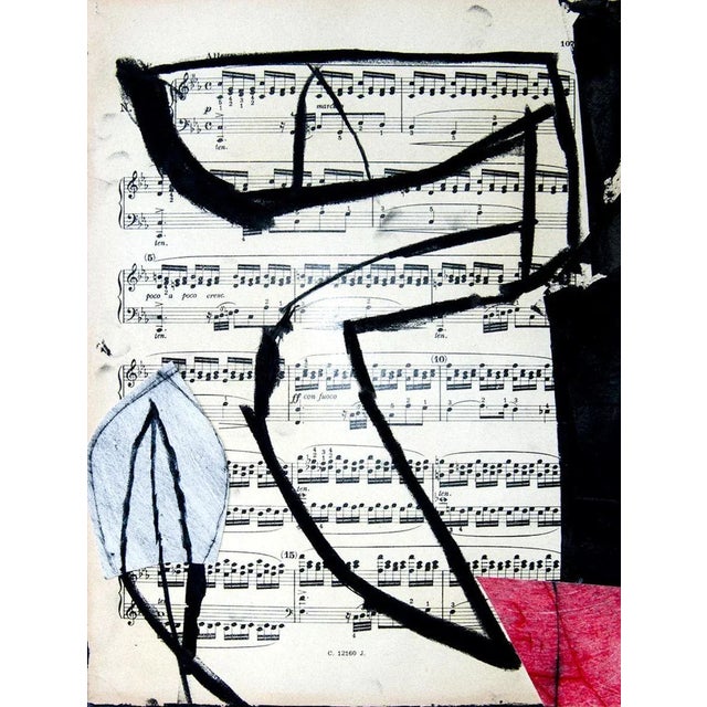 Mixed Media on Music Sheets. Hand signed overleaf. Passepartout included : 69 x 49 cm. Very good conditions.