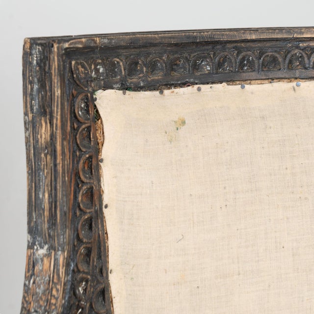 Pair 19th Century Swedish Gustavian Black Painted Carved Armchairs For Sale - Image 6 of 16