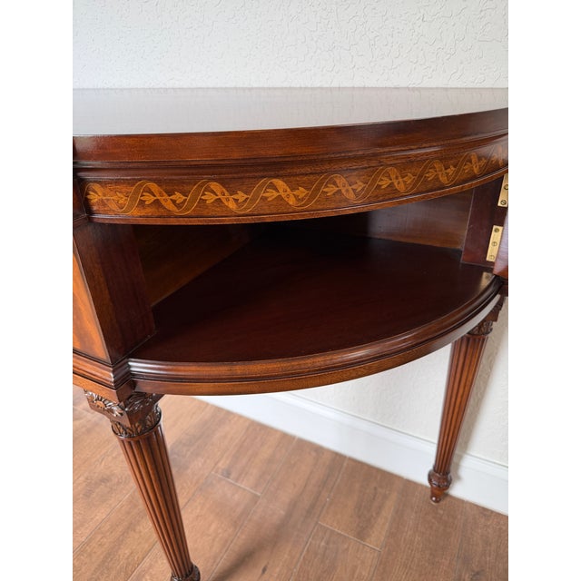 1940s Joseph Gerte Custom Demilune Inlaid Mahogany Server or Sideboard For Sale - Image 9 of 12