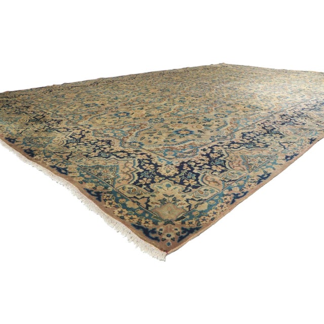 Neoclassical Vintage Persian Yazd Rug - 10'00 x 16'03 For Sale - Image 3 of 9
