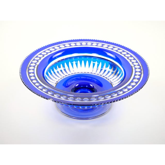 Mid-Century Modern Val Saint Lambert Cobalt Blue Diamond-Cut Crystal Centerpiece For Sale - Image 12 of 12