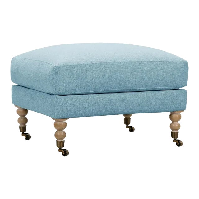 Greta Ottoman, Sky Linen For Sale