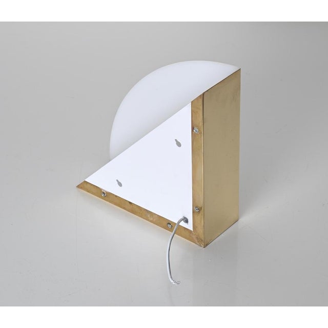 Italian Triangular Sconce in Brass and White Acrylic Glass, 1970s For Sale - Image 11 of 18